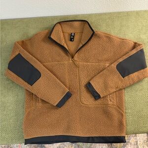 Brown Fleece Pullover with Black Accents